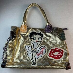 Vintage Betty Boop‎ Purse Leather Gold Handbag 2008 King Features RARE Y2K
